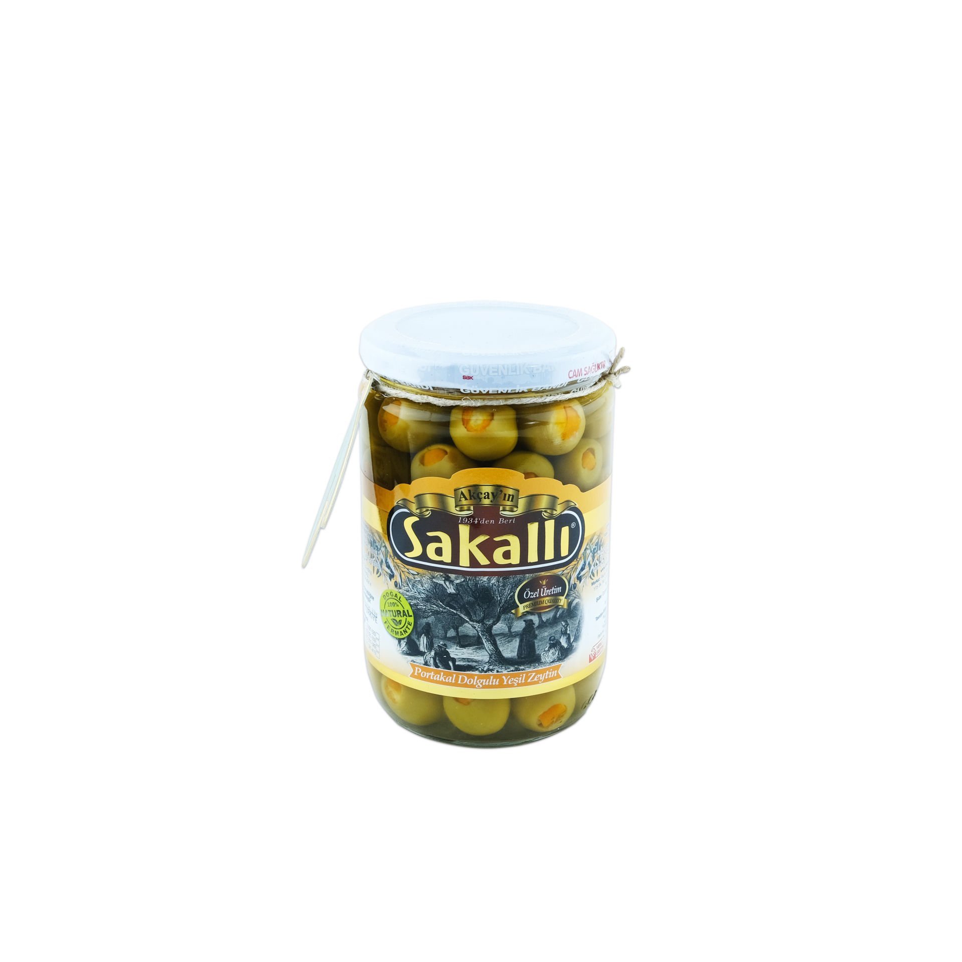Portakal Dolgulu Yeşil Zeytin 500 Gr. Kavanoz