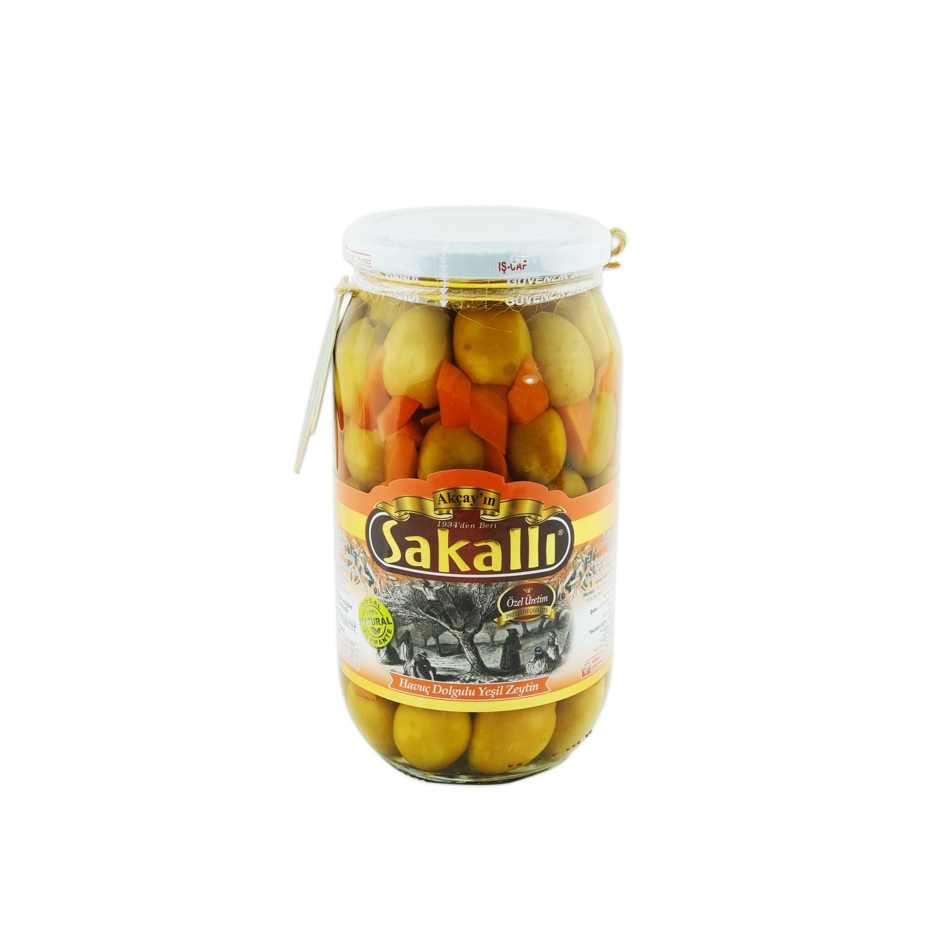Havuç Dolgulu Yeşil Zeytin 1000 Gr. Kavanoz