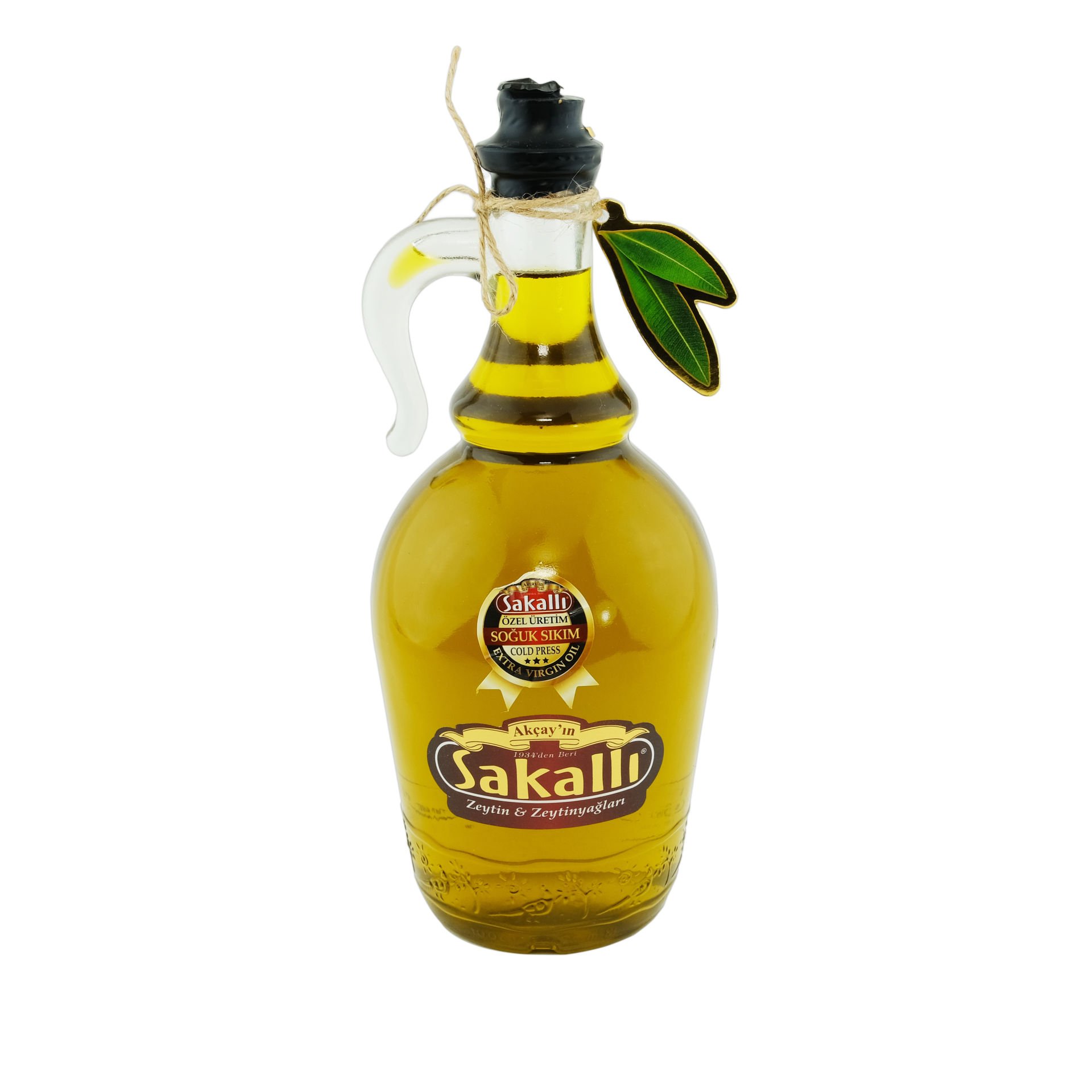 Soğuk Sıkım Sızma Zeytinyağı Desenli Galon Şeffaf Cam Şişe 1000 Ml.