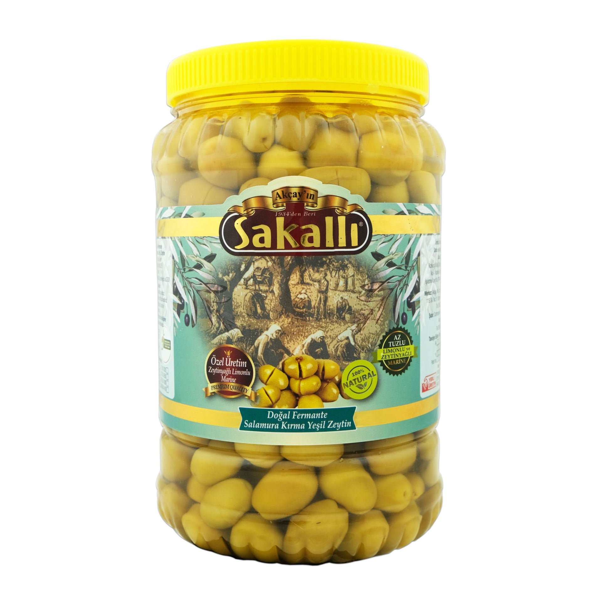 Edremit Tipi Duble Kırma Yeşil Zeytin 2 Kg. Pet Ambalaj