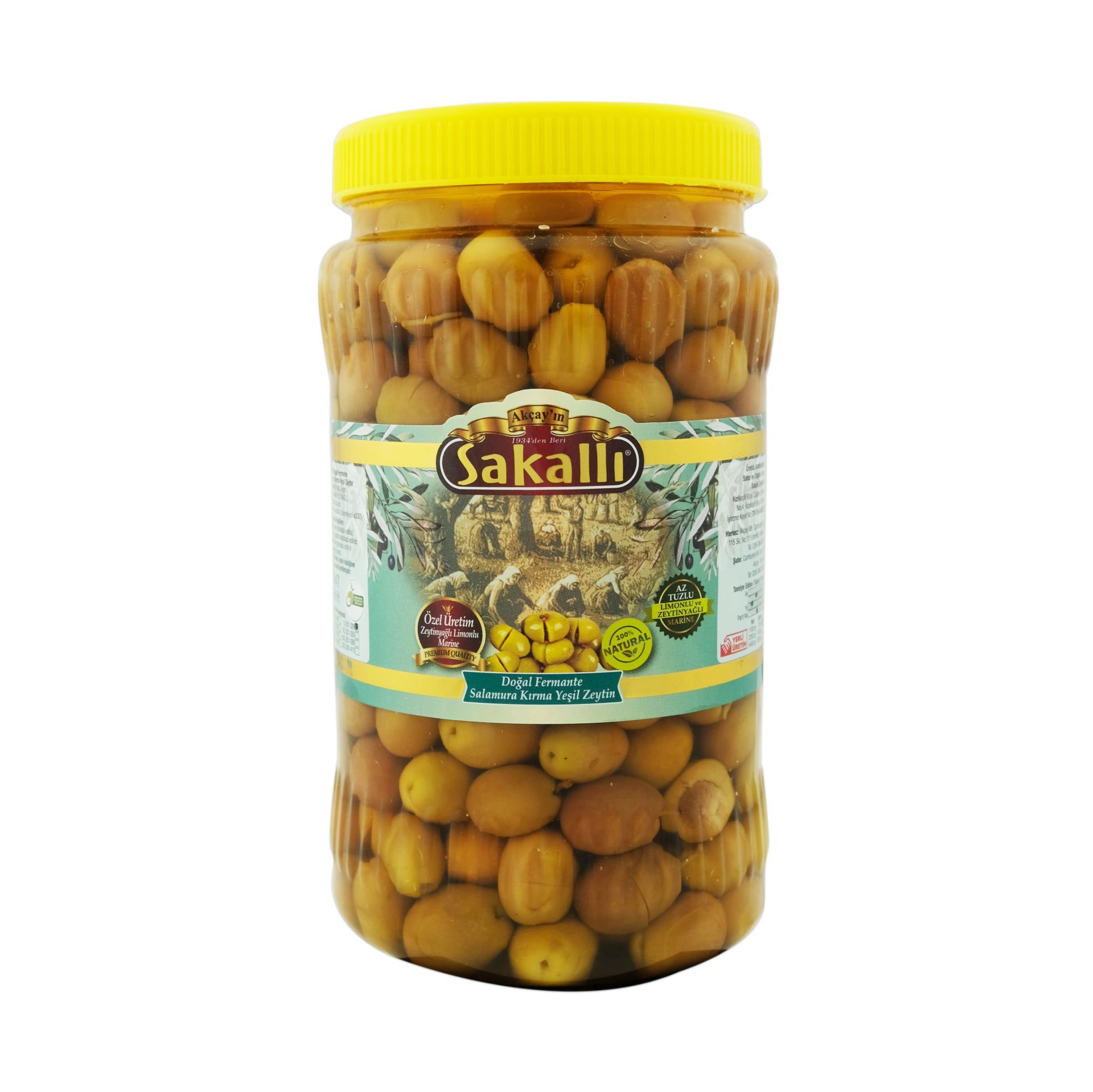 Edremit Tipi Yörük Kırma Yeşil Zeytin 1 Kg. Pet Ambalaj