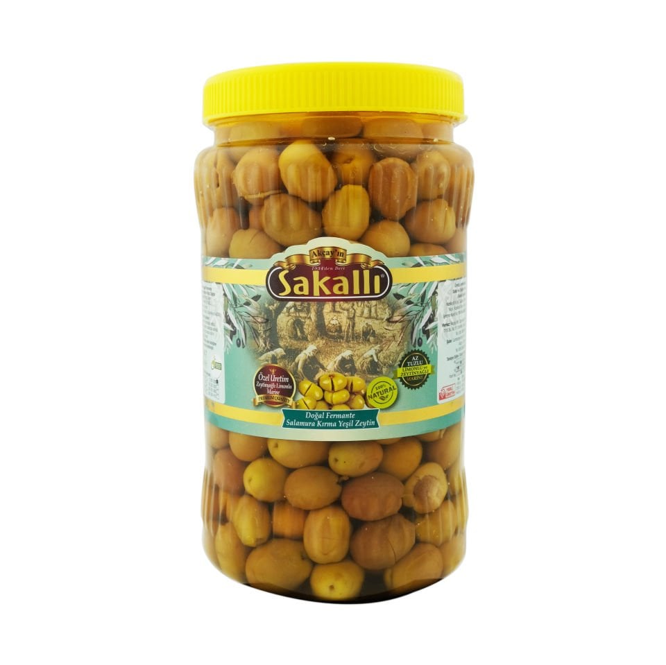 Edremit Tipi Yörük Kırma Yeşil Zeytin 1 Kg. Pet Ambalaj