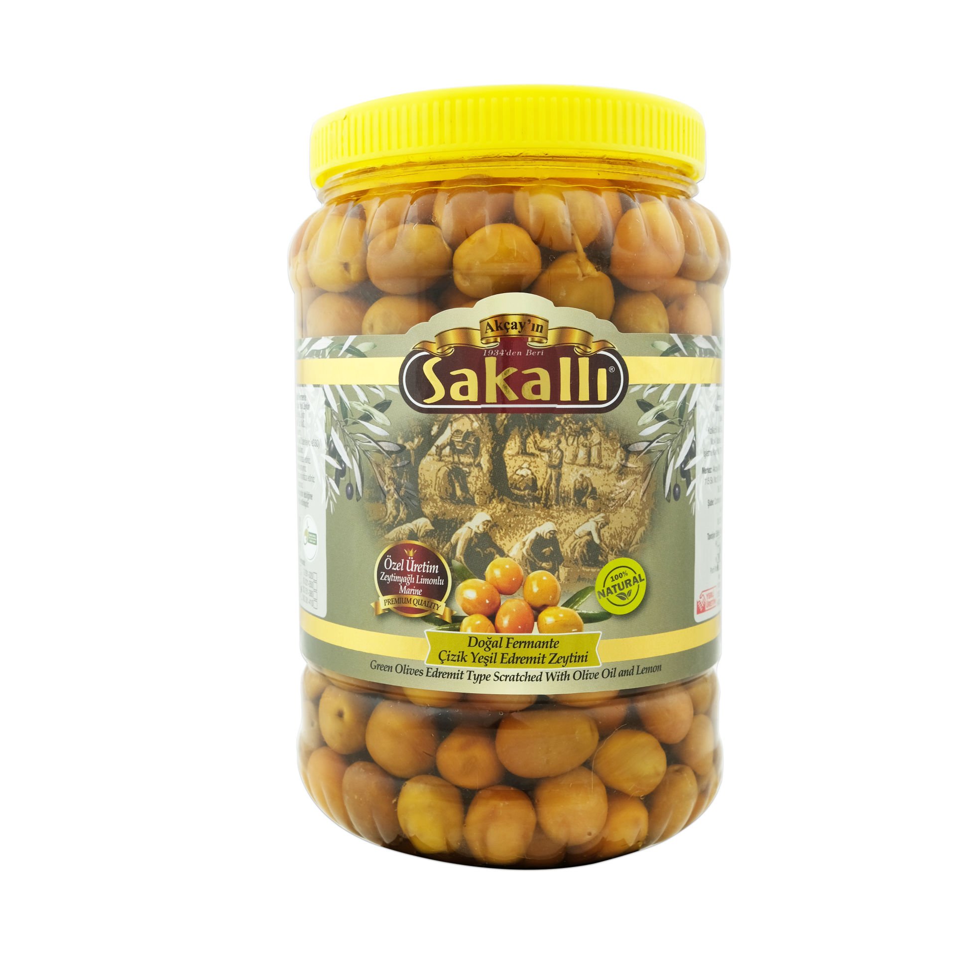 Edremit Tipi İri Çizik Yeşil Zeytin 2 Kg. Pet Ambalaj