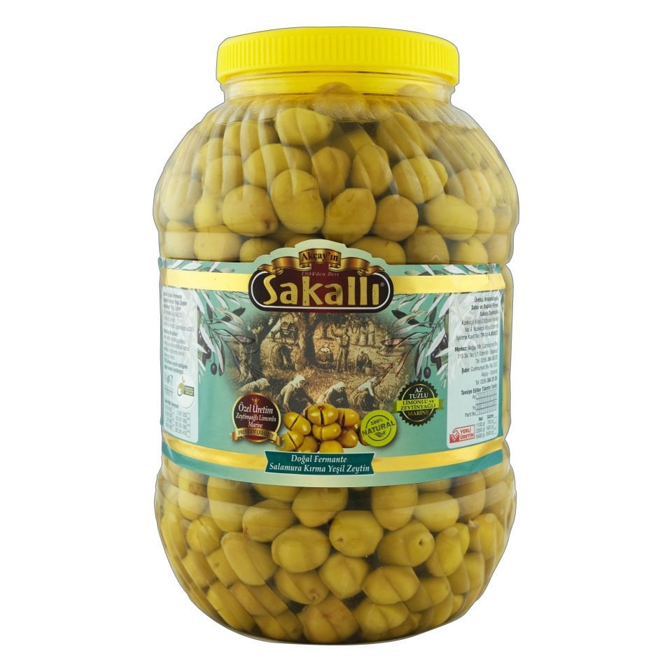 Edremit Tipi Duble Kırma Yeşil Zeytin 5 Kg. Pet Ambalaj