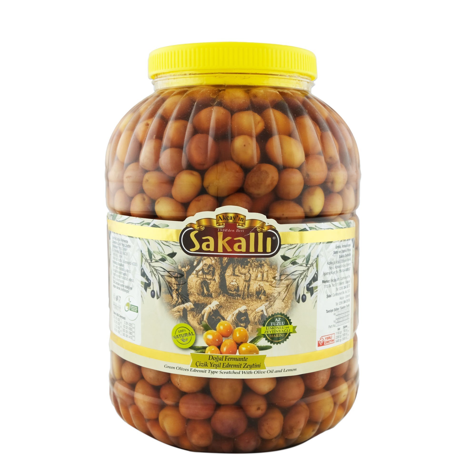 Edremit Tipi Alyanak Çizik Yeşil Zeytin 5 Kg. Pet Ambalaj