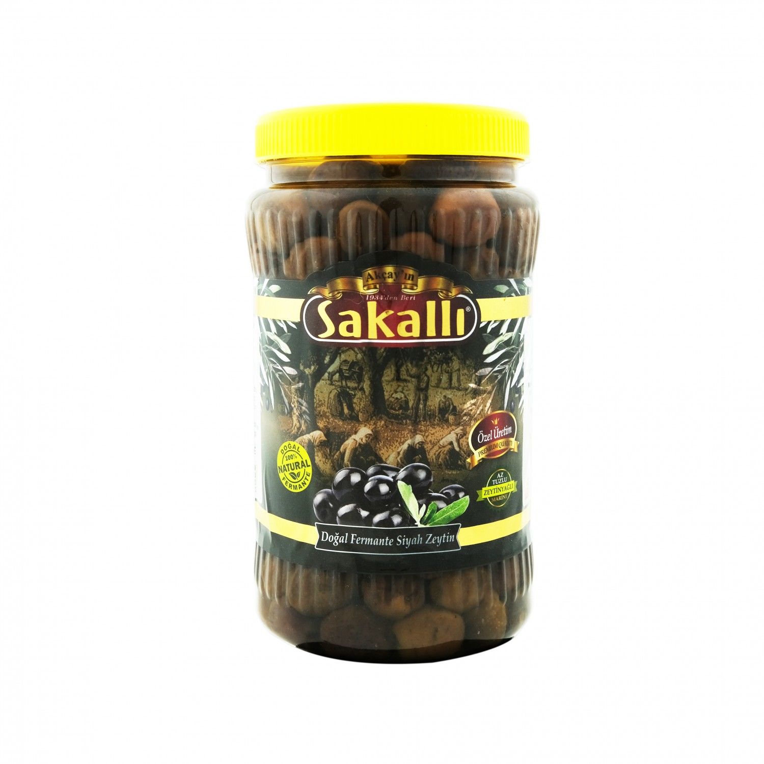 Edremit Tipi Teneke Çevirme Siyah Zeytin Pet Ambalaj 1 Kg